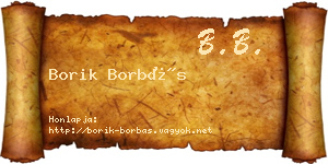 Borik Borbás névjegykártya